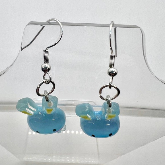 Bunny Earrings - Rabbit Earrings - Glitter Earring - Easter Earring - Blue Bunny - Picture 4 of 10